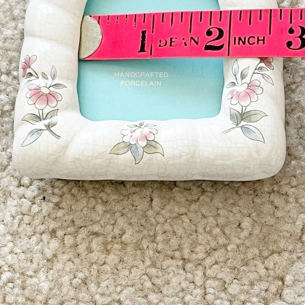 Victorian Roses Picture Frame Romantic Small Porcelain Crackle Princess Baby